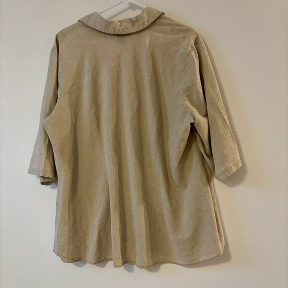 Venezia Linen Cotton short sleeve tan top 22/24 - Picture 6 of 10
